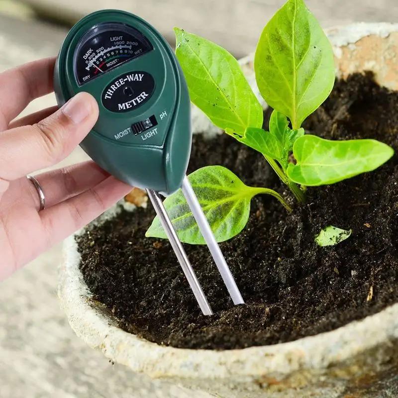 3 In 1 Soil PH Water Moisture Meter Acidity Humidity Sunlight Garden Plants Flowers Moist Tester Instrument Tool