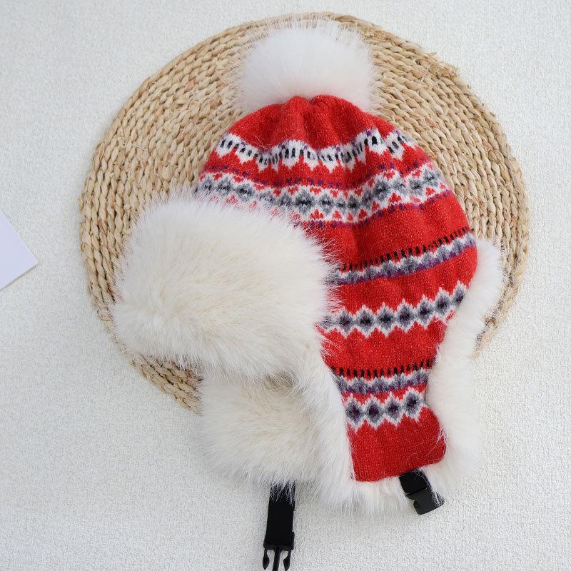 Bonnet Thermique Tricoté Couleur Tendance pour Femmes, Polaire Épaissi avec Protège-Oreilles, Bonnet Polaire