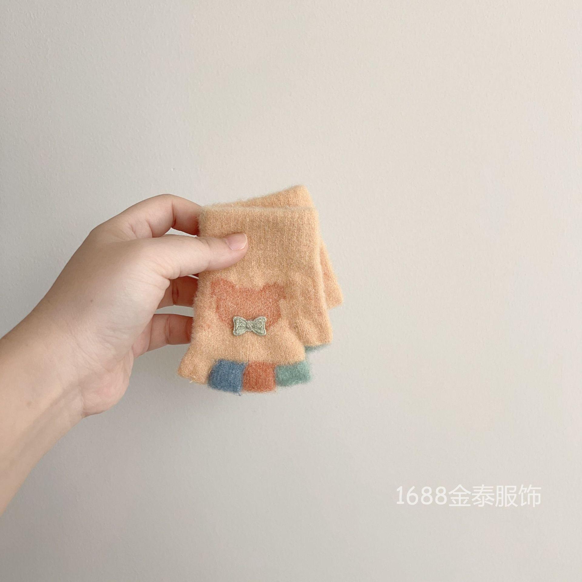 0-3 года, детские липкие перчатки с Микки, полупальцы, осенние и зимние, милые детские перчатки, теплые вязаные перчатки, оптом recommended 0-3 years old