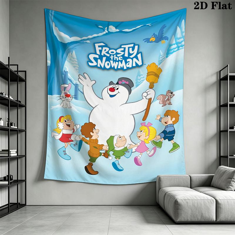 Frosty the Snowman Wall Tapestry Aesthetic Wall Hanging Printed Fabric Blanket Decorative Tapestries for Bedroom Living Room Home Decor