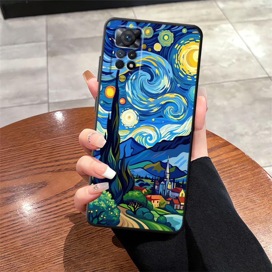 Oil Painting Art Black Soft Phone Cover Case for Xiaomi Redmi Note 12s 7 8 10S 11s 9 10 11 12 Pro 13 14 Pro Plus 9S