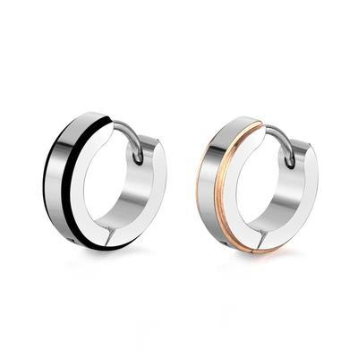 Simple Stripe Stainless Steel Hoop Earrings Piercing Anti-allergic Ear Buckle For Women Men Street Earring