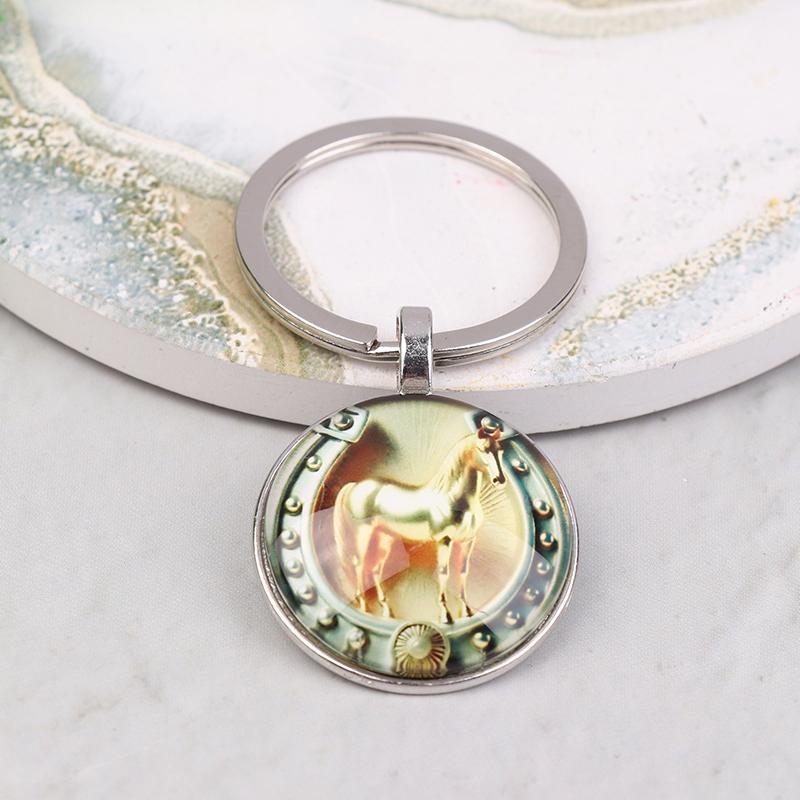 2026 Zodiac Year Of The Horse Pattern Keychains  Bag Accessories Car Pendants Home Decoration Animal Jewelry Keyring Gift