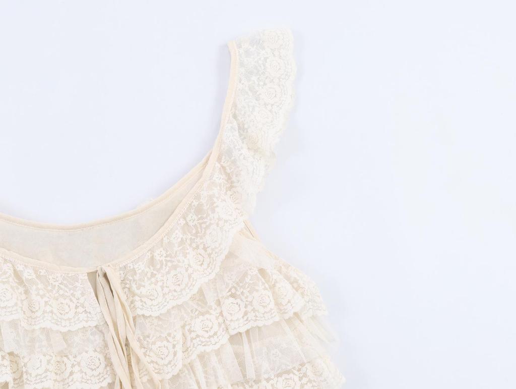 Self-Made European & American Women's Casual Lace Layered Fashion Top