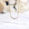 Luxury Smile Zircon Charm Necklace, 925 Sterling Silver Plated 14K Gold Chain Choker