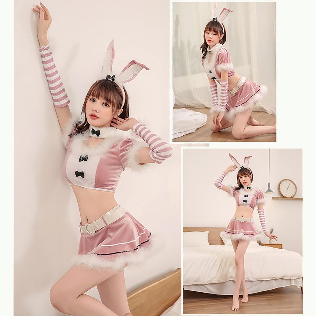 [Milky Time] Women's Sexy Santa Claus Bunny Girl Costume (Pink)