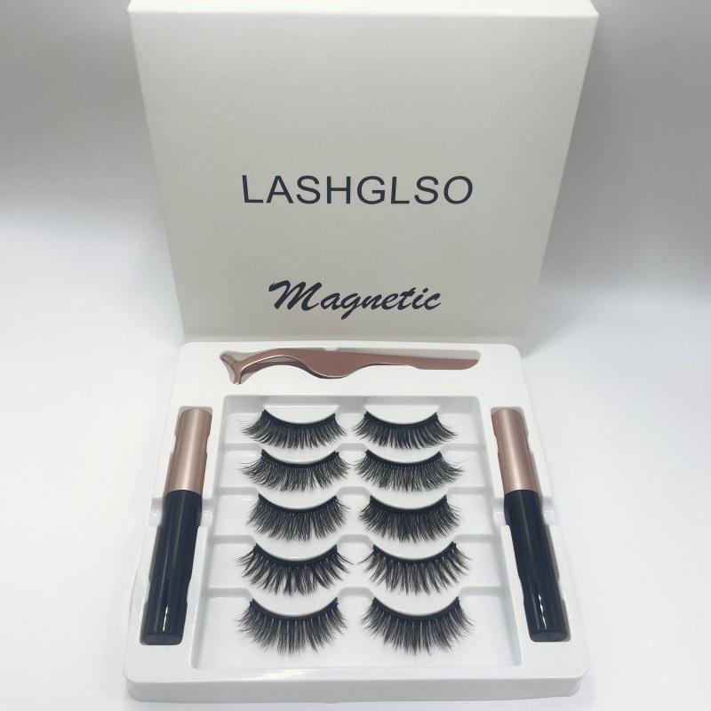 Magnetic 3D False Eyelashes: European & American Style, Thick, Curly, Natural Look, Available in Three or Five Pairs.