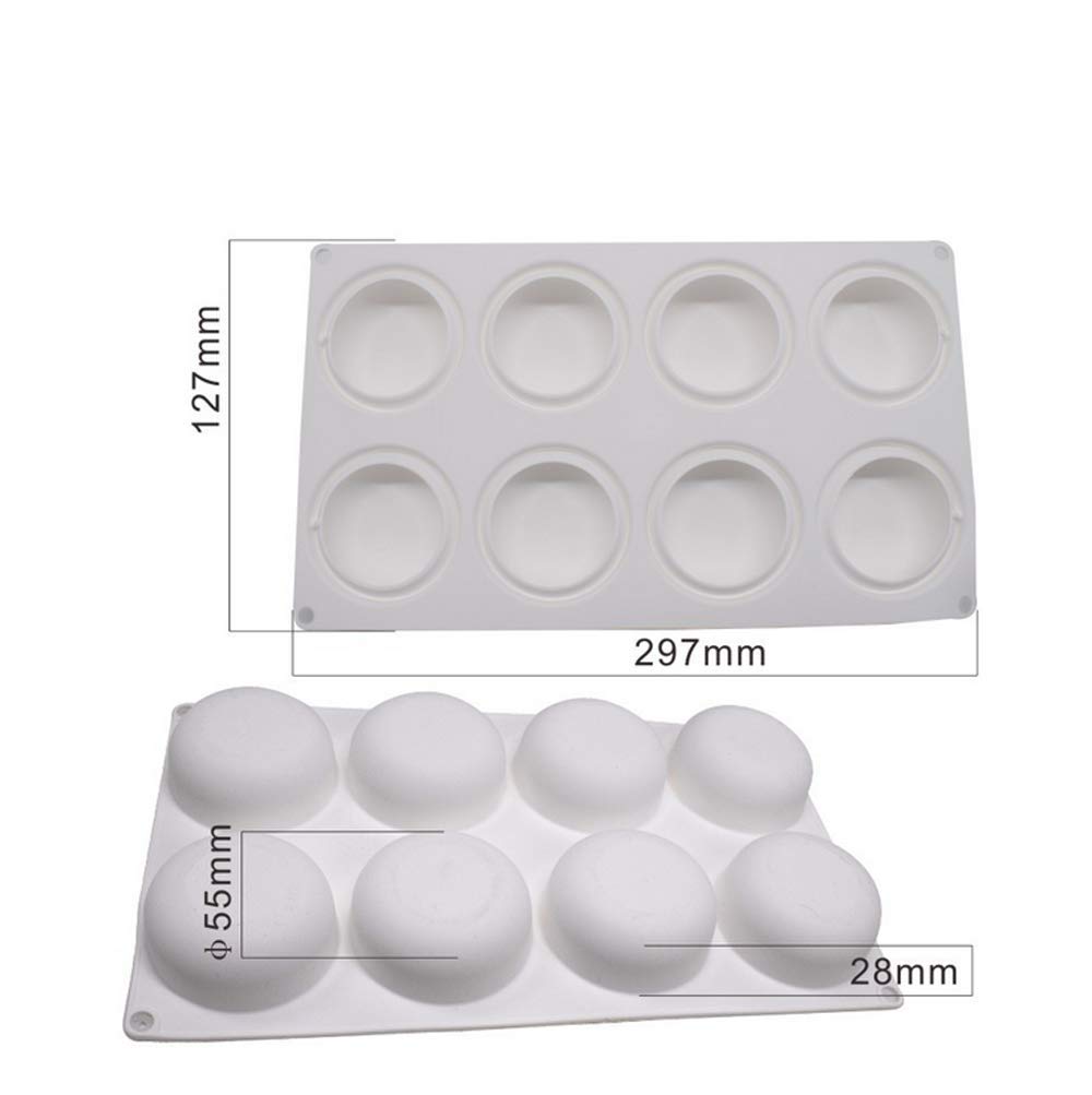 Multifunctional silicone model mousse cake mold, mousse mold, baking mold, ice cream mold (8-hole round mold)