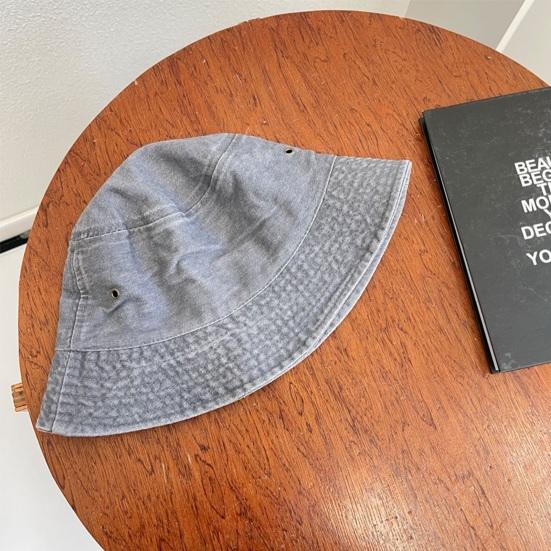 Bucket Hat Solid Color Washed Vintage Anti-UV Sunscreen Decorative Denim Unisex Women Men Cap Headwear
