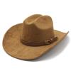 Suede Belt Western Cowboy Hat Suede Jazz Top Hat Men and Women Ethnic Style Autumn and Winter Party Jazz Hat