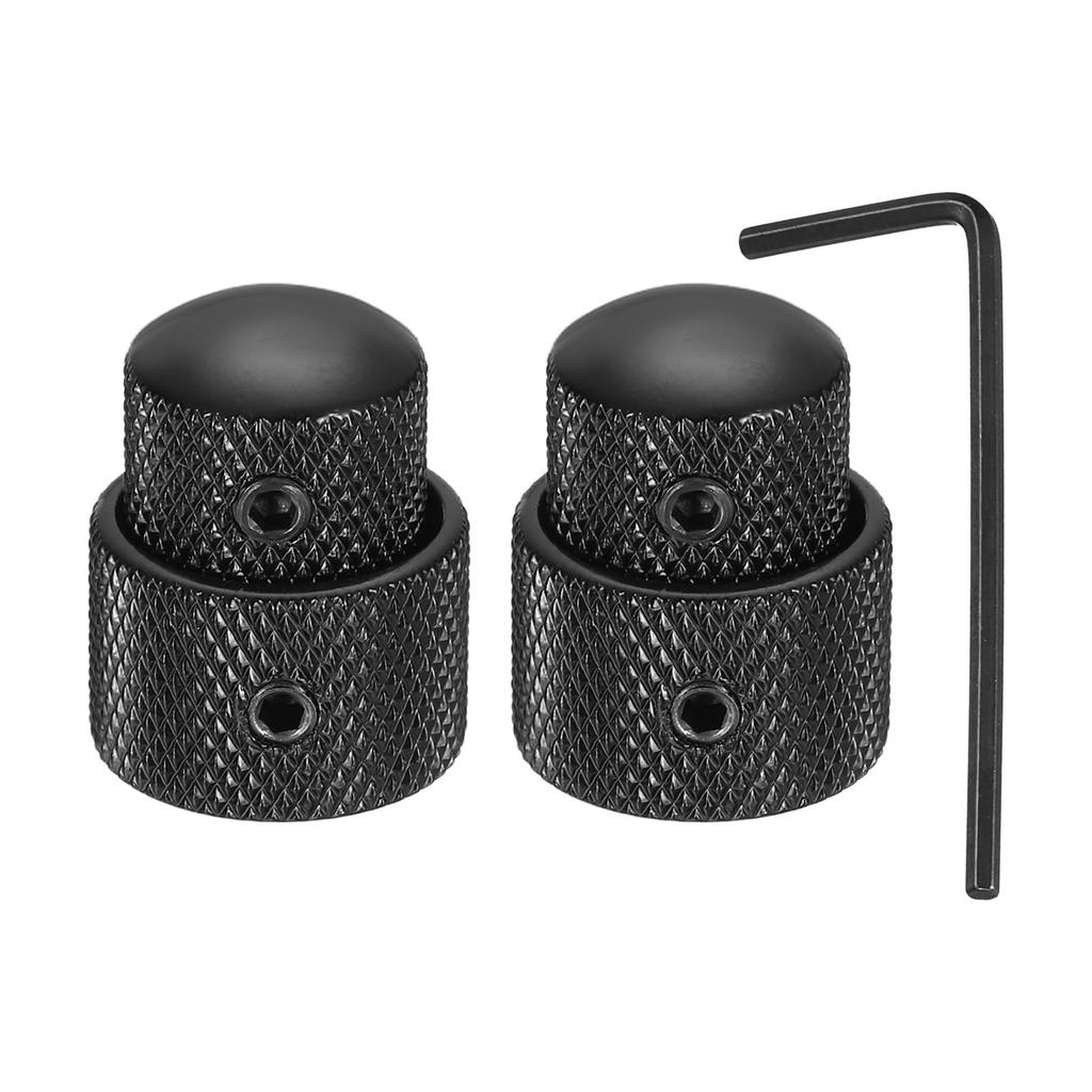uxcell Dual Concentric Stack Control Knobs Universal Metal Volume Tone Audio Control Knobs with Wrench for Electric Guitar Black 2-Pack 1/4" Bass,