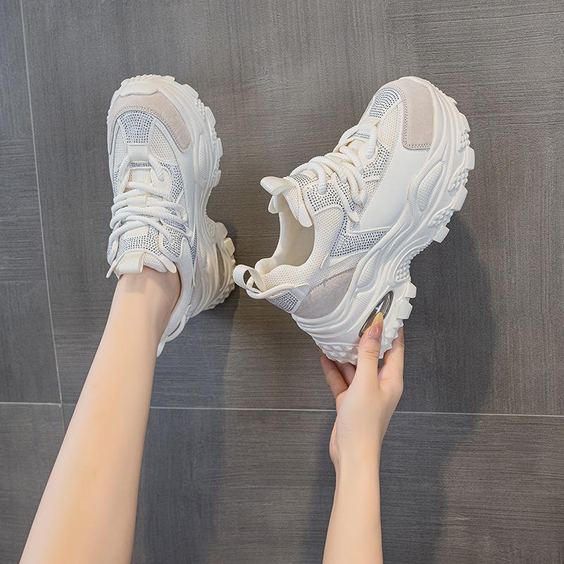 Autumn New Height Increase Casual Fashion Versatile Sports Hot Diamond Red Women's Shoes Platform Shoes