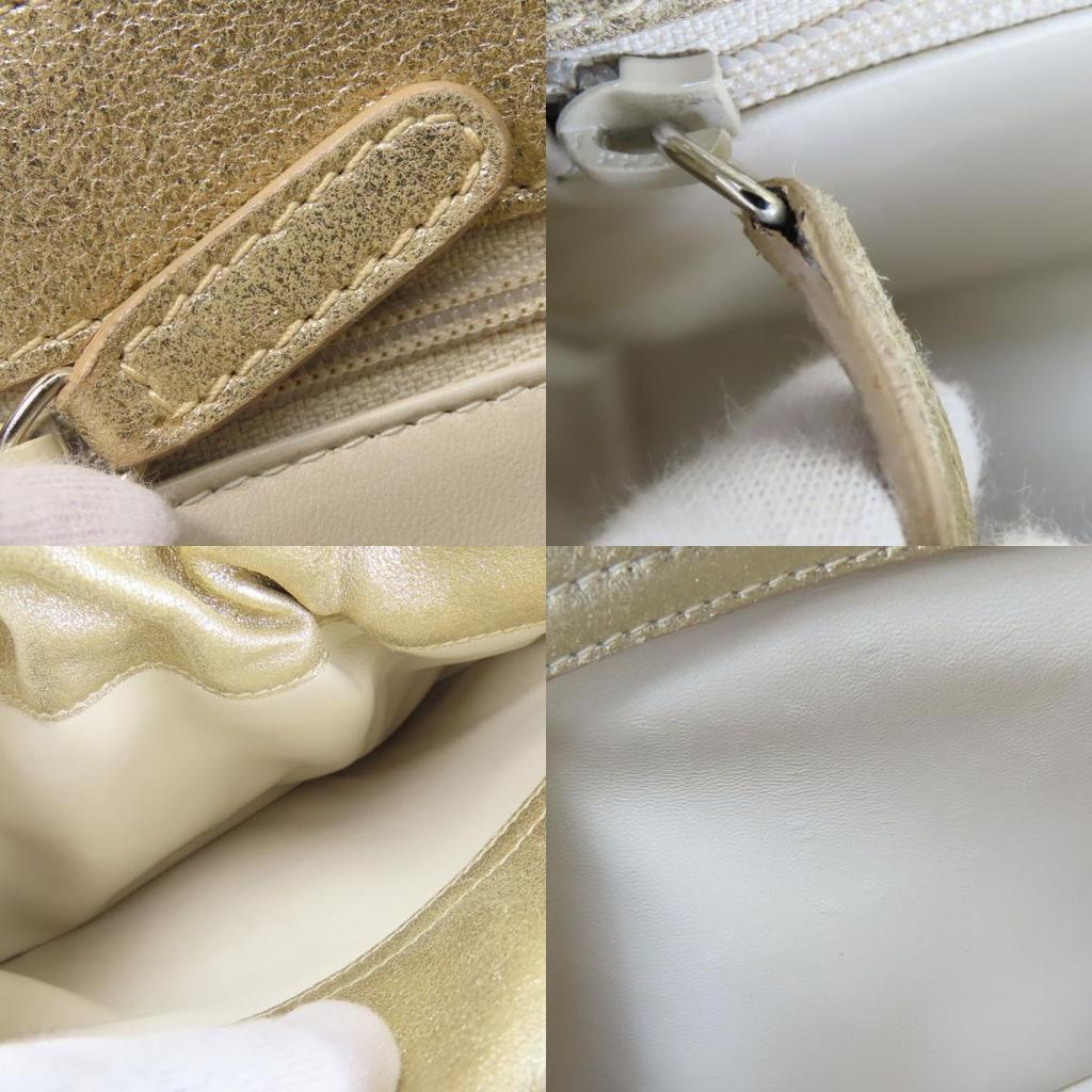 Used BVLGARI Handbag Logo mania canvas/leather gold beige Mini bag