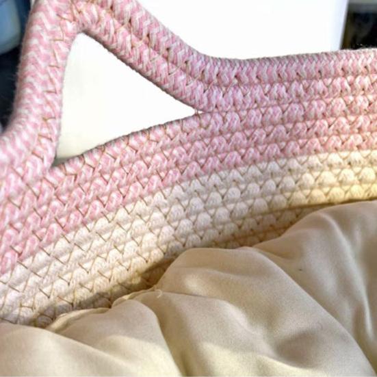 Cat Bed Basket Cotton Rope Woven Pet Bed for Indoor Cats Scratchable Round Pet Sleeping Basket for Cats Puppies Rabbits