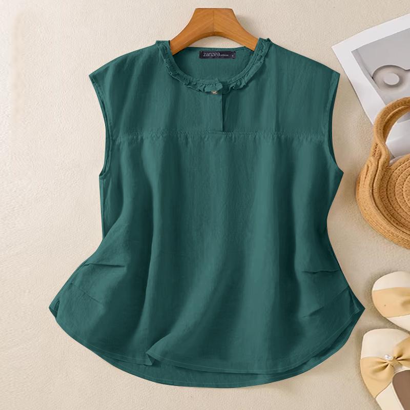 ZANZEA Women Casual Round Neck Summer Sleeveless Vest Tops S