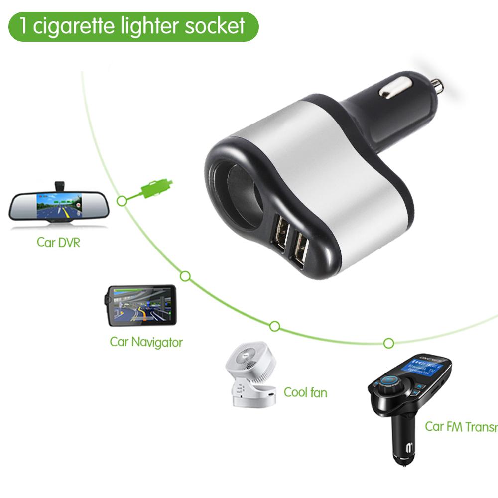 Doppel-USB Elektronischer Zigarettenanzünder Auto-Zigarettenanzünder Ladebuchse Splitter-Adapter 2,1A 1A Ladegerät für iPhone Handy 12V-24V