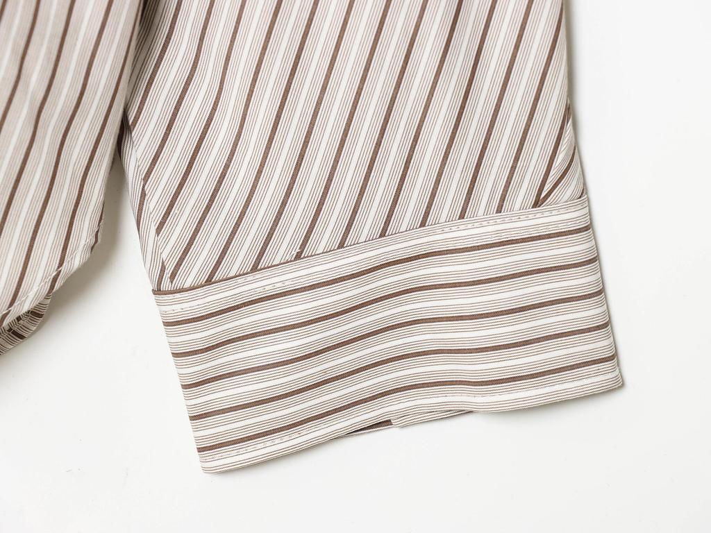 European Spring 2026 Women's Striped Batwing Long Sleeve Loose Shirt