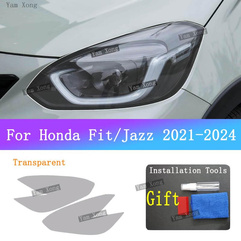 For Honda Fit GK5 Jazz -2024 Car Exterior Headlight Light Black Anti-Scratch Film Front Lamp TPU Transparent Protective Film