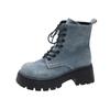 Cowboy Platform Ankle Boots Women High Heels Shoes Fashion Autumn Lace Up Motorcycle Boots  Trend New Pumps Snow Botas Mujer