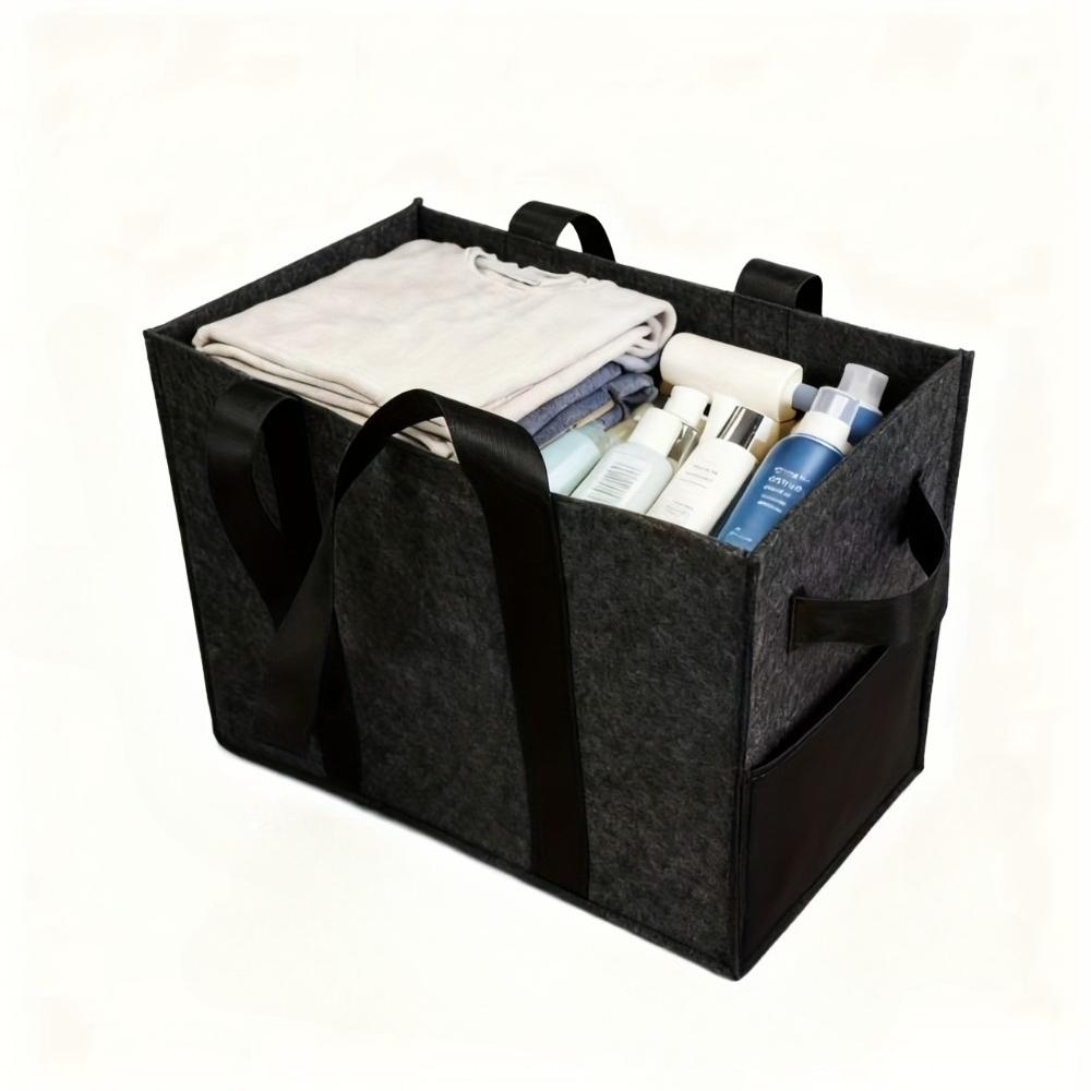 Portable Multi Compartment Tote Extra Thick Felt Storage Box With Handles Used For Car Trunk Storage