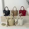 High-end Lychee Pattern Bucket Bag, Hand-held Vegetable Basket Bag, Fashionable Single-shoulder Crossbody Bag