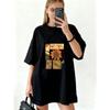 Oversized T Shirt Black Sunflower And Eyes Art Print Graphic Tee For Casual Wear