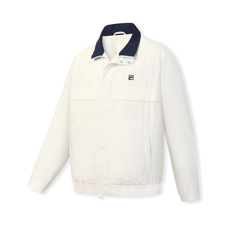 FILA TENNIS Trendy Comfortable Casual Sport Utility Tennis Versatile Woven Jacket Unisex Cloud Mushroom White A51U613701FWT L