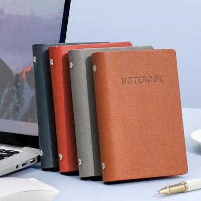 Memo Pads A7 Mini Notepad Spiral Bound Record Book Pocket Planner Loose-leaf Binder PU Leather Cover A7 Notebook