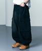 NP STUDIO Balloon Fit Big Cargo Washed Wide Denim Pants Black Denim