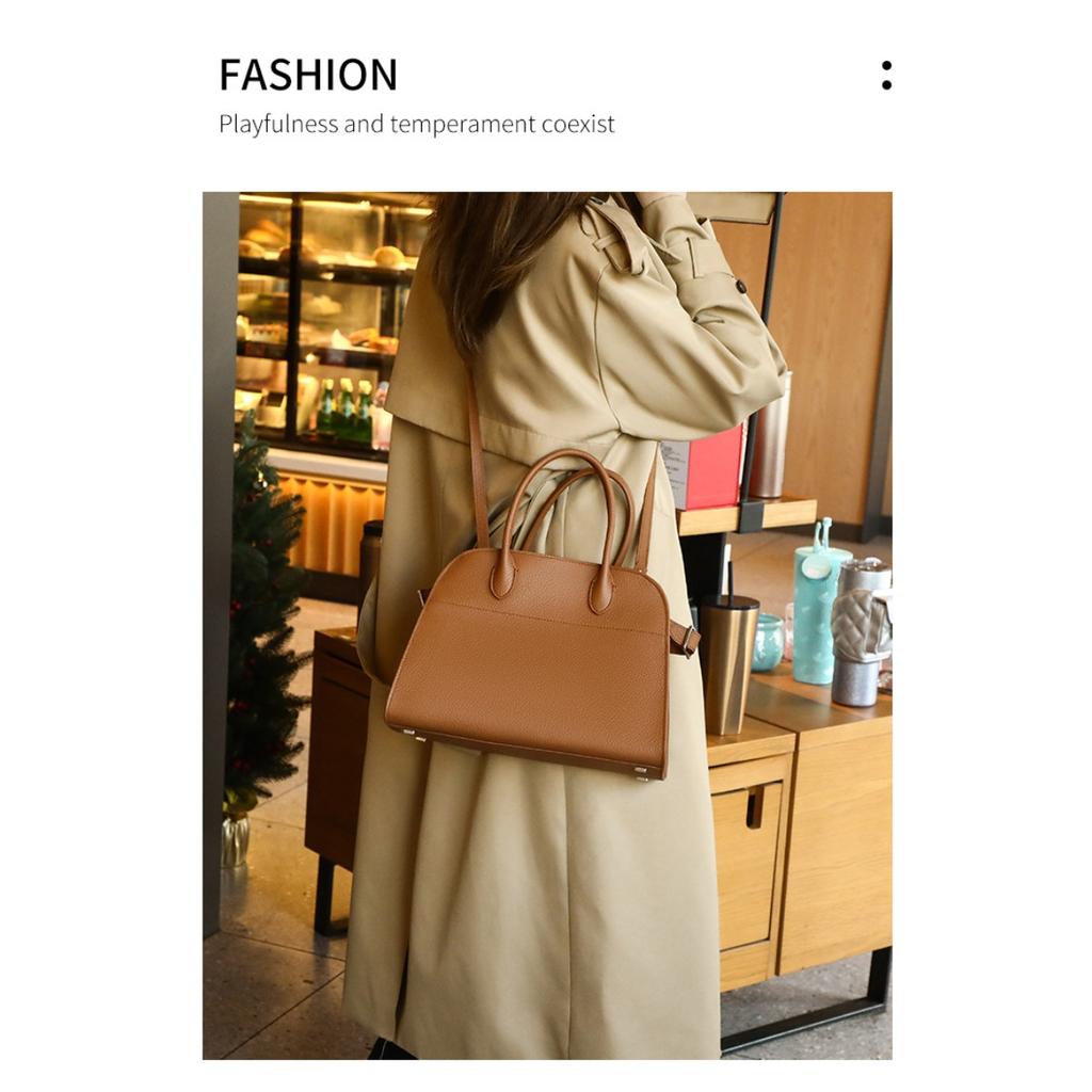 Women's bag 2025 new lychee pattern first layer cowhide shell bag large capacity niche commuting single shoulder diagonal hanging handbag