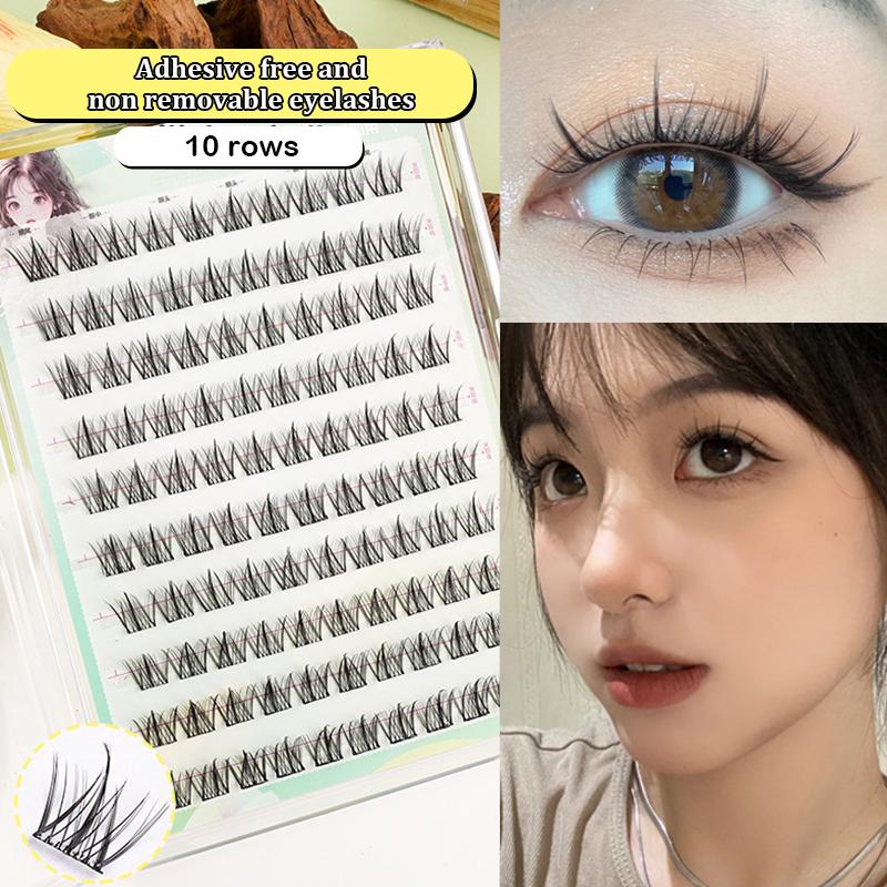 10 Rows Sunflower Glue-Free False Eyelashes Diy Segmented Reusable No-Removal Thick Lash Extension Enlarge Eyes Daily Use