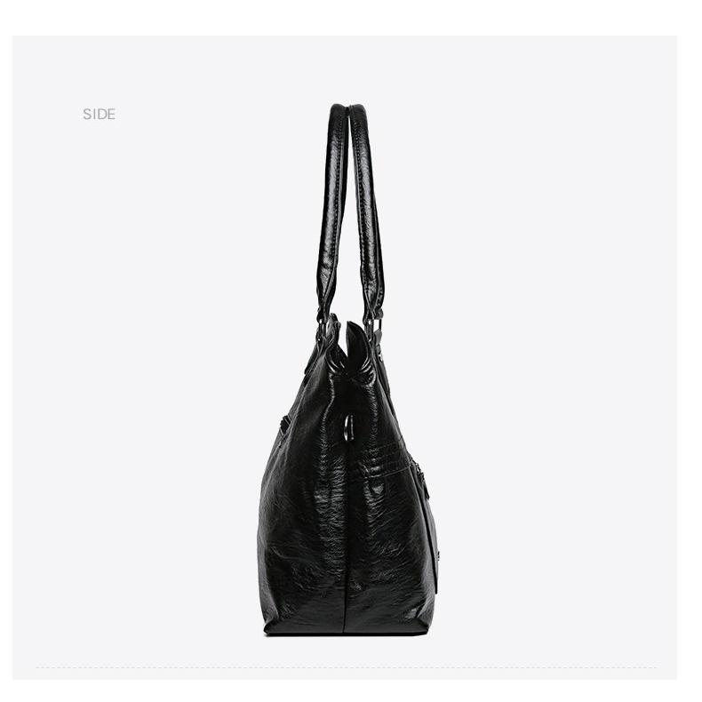Large Capacity Soft Leather Minimalist Casual Tote Bag for Ladies