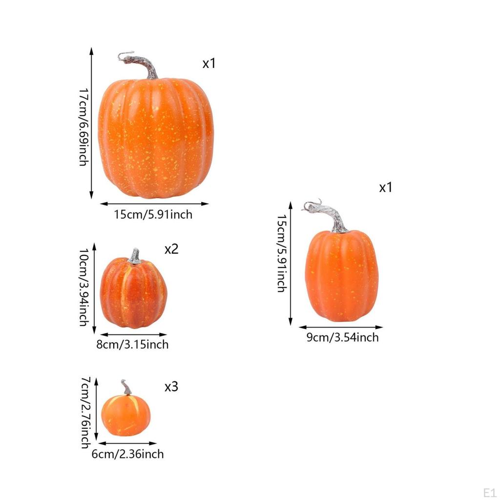 7 Pieces Pumpkin Decorations Glossy Fake Pumpkins Halloween for Mantel