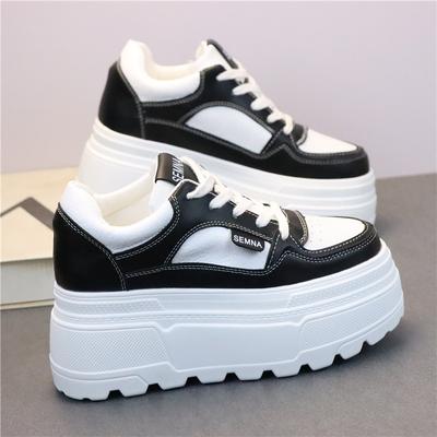 Zapatos de Plataforma de Malla de Cuero de Moda 8CM Zapatillas de Cuña para Mujer Talón Oculto Zapatos con Plataforma Zapatillas de Primavera Otoño para Mujer