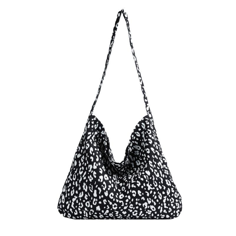 Urban Leopard Print Bow Pattern Canvas Crossbody Bag For Daily Casual Use