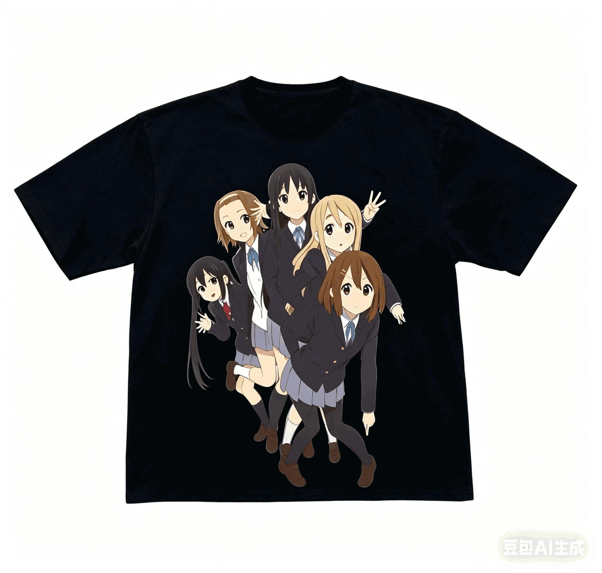 K-ON! Ho-kago Tea Time All Members Anime Black Cotton Casual Unisex Graphic Women And Men T-shirt 4XL