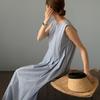 New Arrivals Open Run Women Round Neck Sleeveless Flare Long Dress