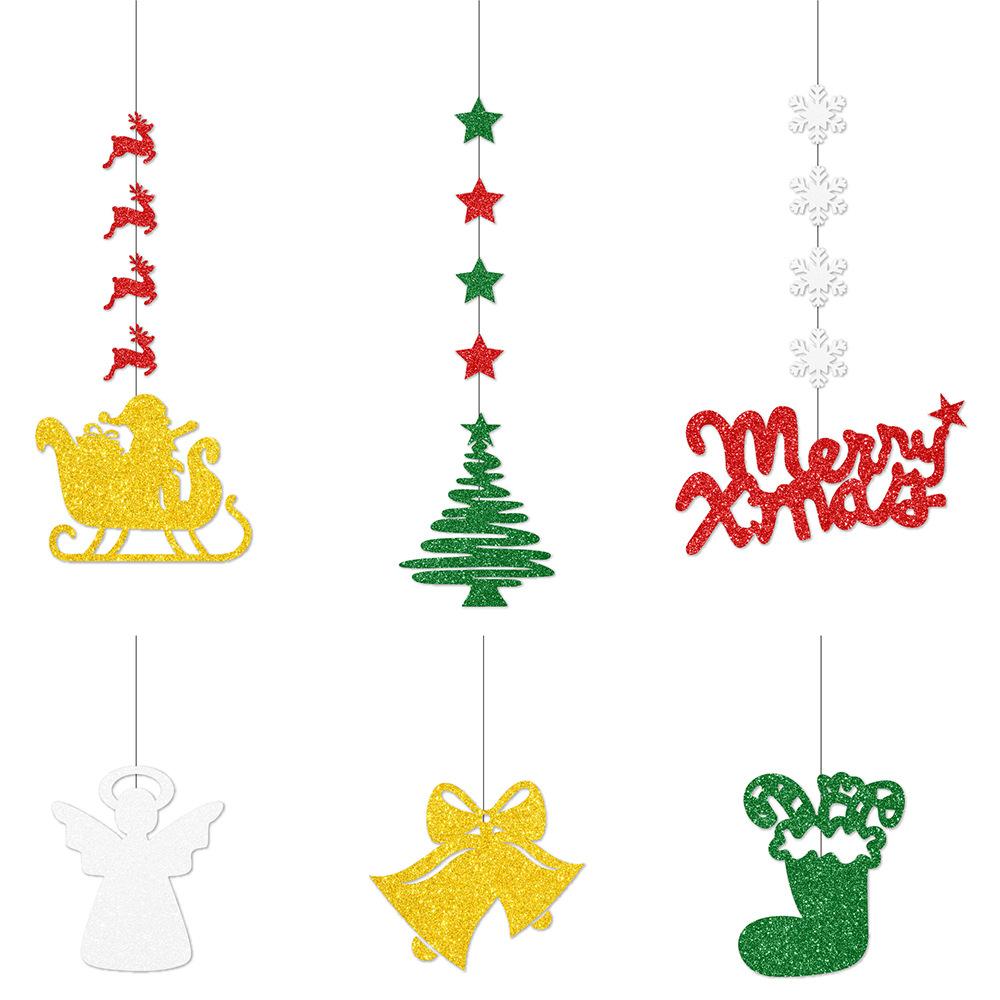 12pcs Christmas Decorations Decals Pendants Bells Reindeer Angels Christmas Tree Ornaments Hanging Decorations Atmosphere Setting Props