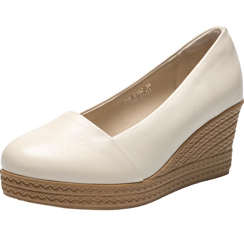ZHR Zezhe S182 Women s Leather Wedge Heel Pumps 37