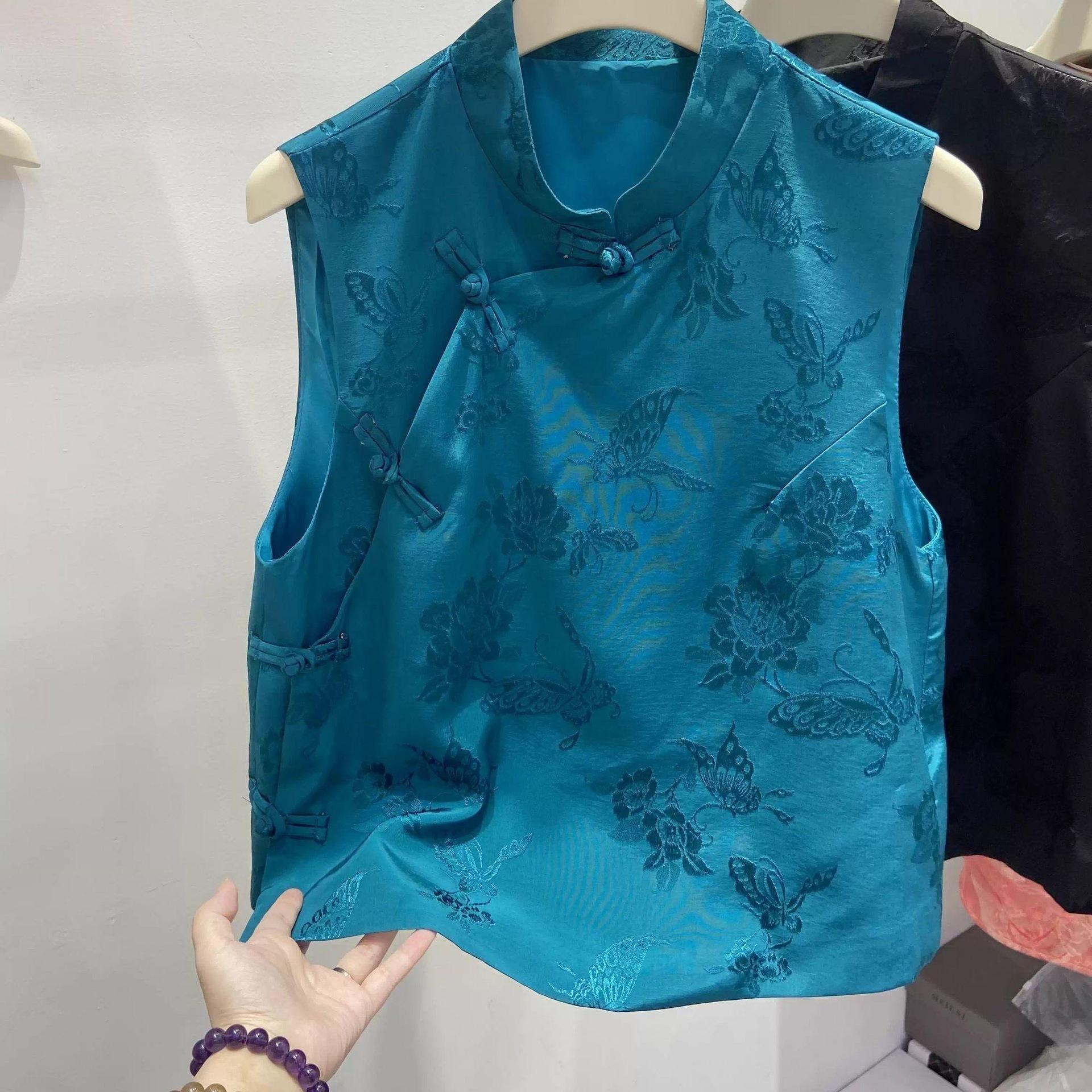 

2025 лето и летний люксовый ацетатный синий высококлассный универсальный жилет женский универсальный топ M [Recommended below 50kg] синий