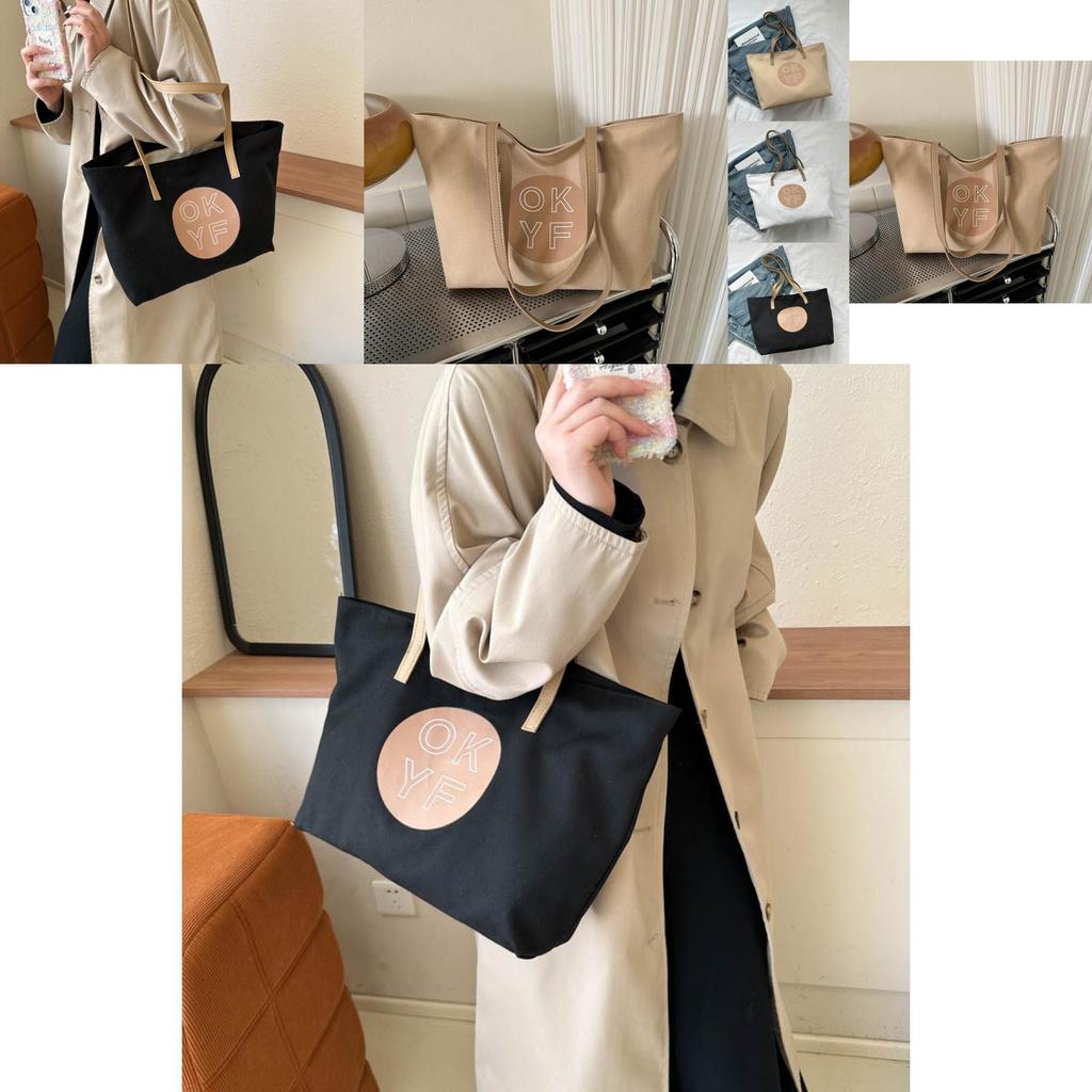 Trendy Canvas Tote Bag For Women Spacious Stylish Commuter Handbag With Dual Straps