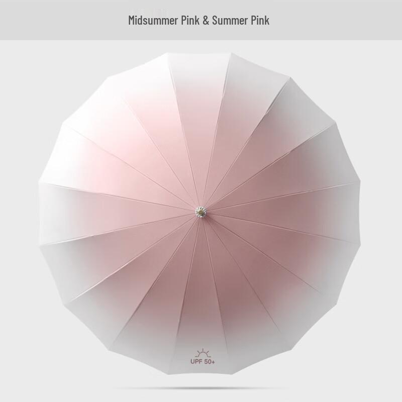 Gradient Color UV Protection Umbrella with Leather Handle