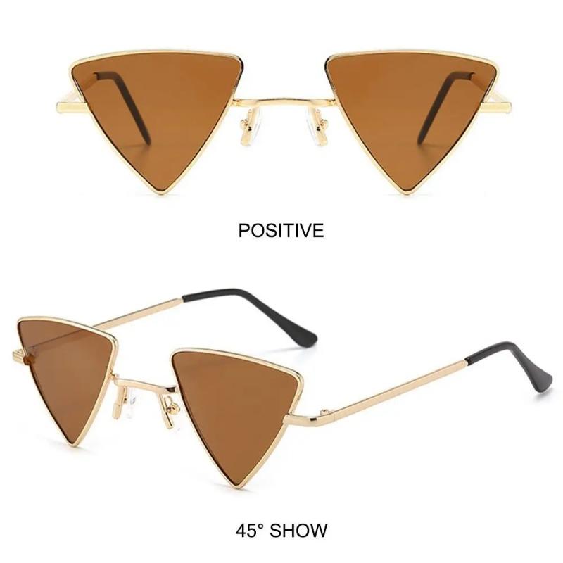 Small Triangular Sunglasses Fashion Metal Frame Colorful Lens Sun Glasses for Women Men Party Punk Shades
