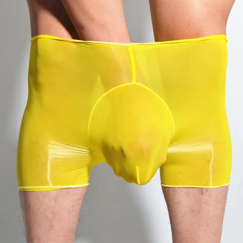 Sexy Male Glossy Shiny Transparent Stretch Panties Men Gay Boxer Penis Sheath Sissy Fetish Lingerie Erotic Underwear Plus Size