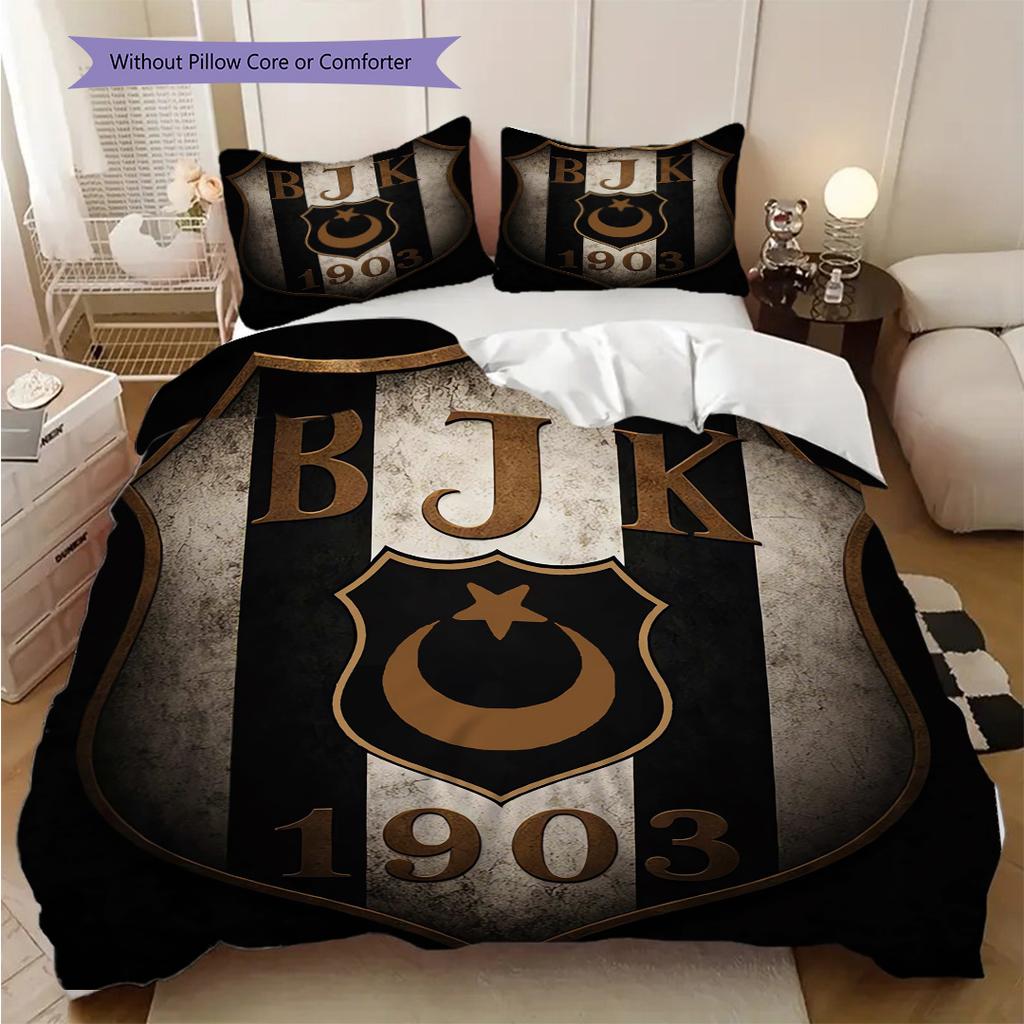 Besiktas logotyp Mönster Sängkläder Täcke Set Påslakan Örngott Heminredning Födelsedagspresent (1 * påslakan + 2 * örngott, utan kärna)