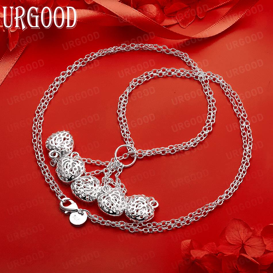 925 Sterling Silver Fashionable Openwork Heart Necklace - Banquet Gift Jewelry