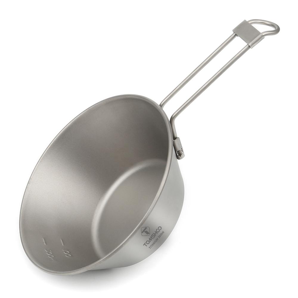 

TOMSHOO Столовые приборы для путешествий Портативная миска для кемпинга Титановая миска со складной ручкой серебряный