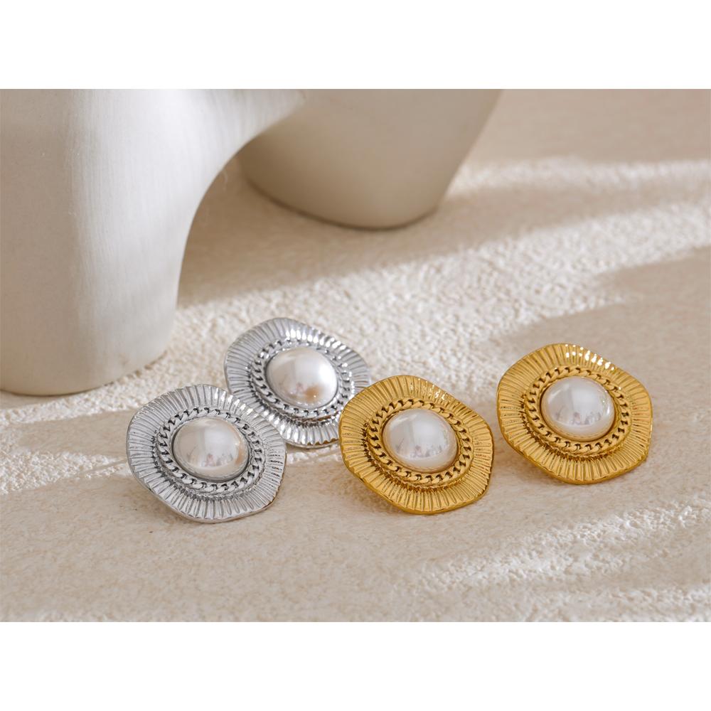 Yhpup 11g/pair Comfortable to Wear Exquisite Metal Stainless Steel Fashion Charm Stud Earrings for Women High Quality Jewelry