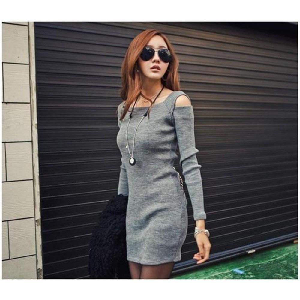 Premium Quality Femme Manches Longues Moulant Mini Robe Tricot For Autumn Winter Events