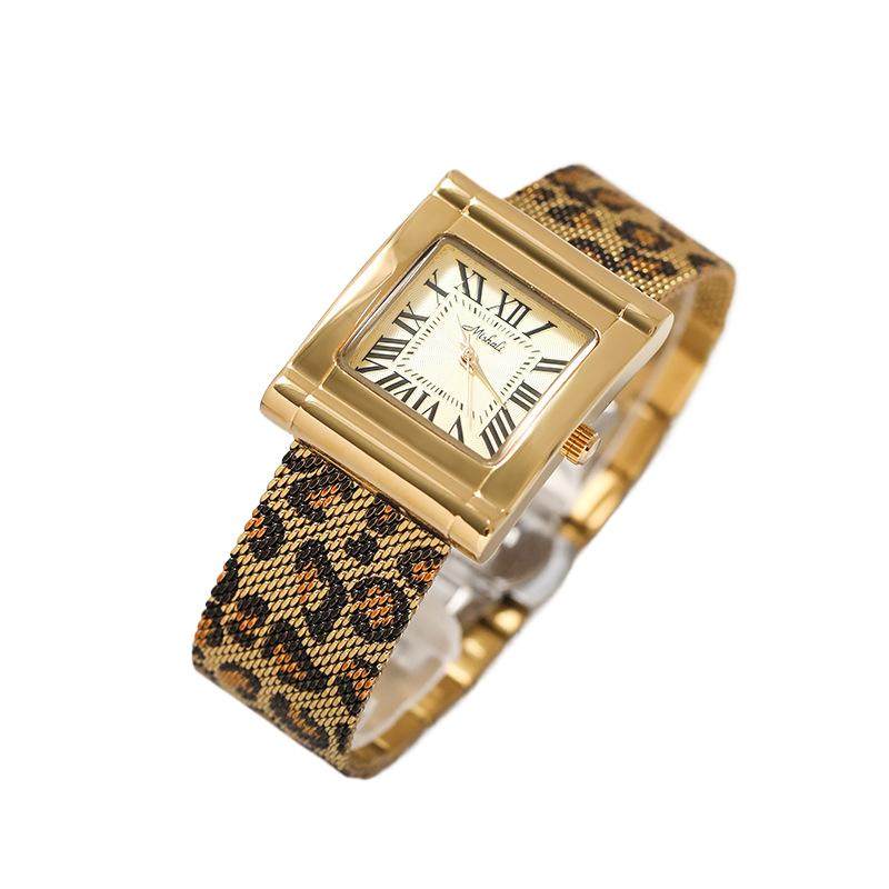 New Kai Leopard Print Women'S Watch, Stainless Steel Strap, Large Dial, Stylish And Trendy, Retro And Unique Women'S Watch